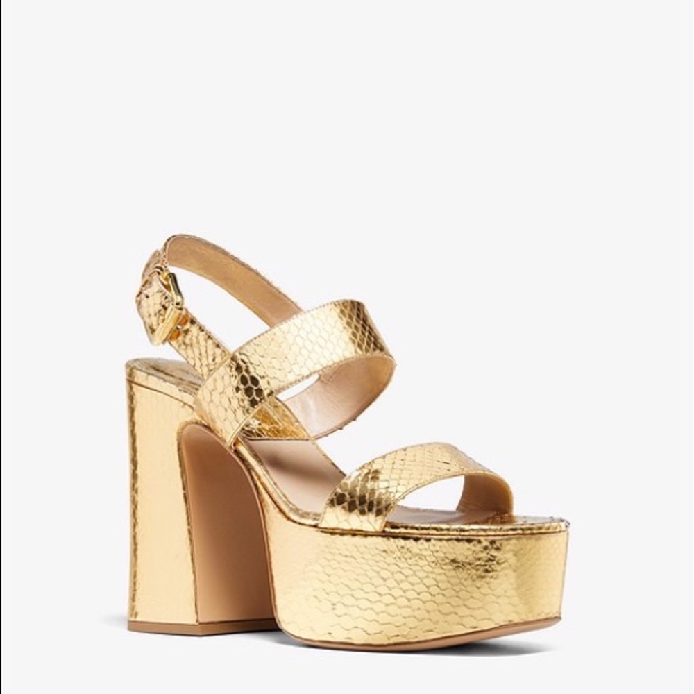 Michael Kors Blaire Metallic Snakeskin Platform Sandal
